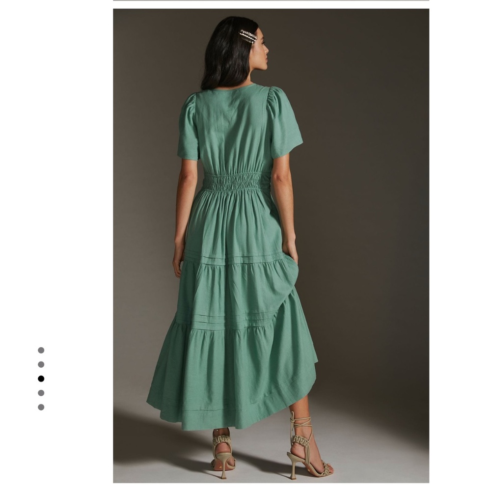 Green Sage Anthropologie Somerset Linen Blend Maxi Dress XL - Picture 7 of 7